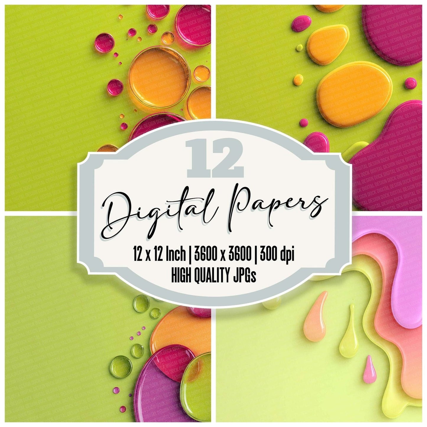 Neon Liquid Edge Digital Paper Pack (DDD002708)