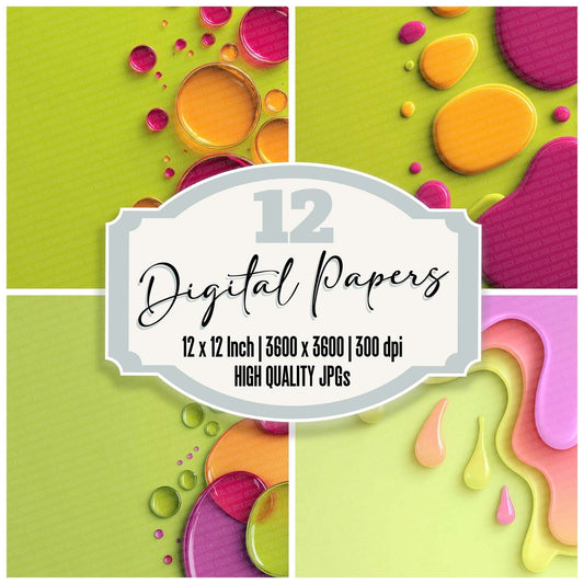 Neon Liquid Edge Digital Paper Pack (DDD002708)