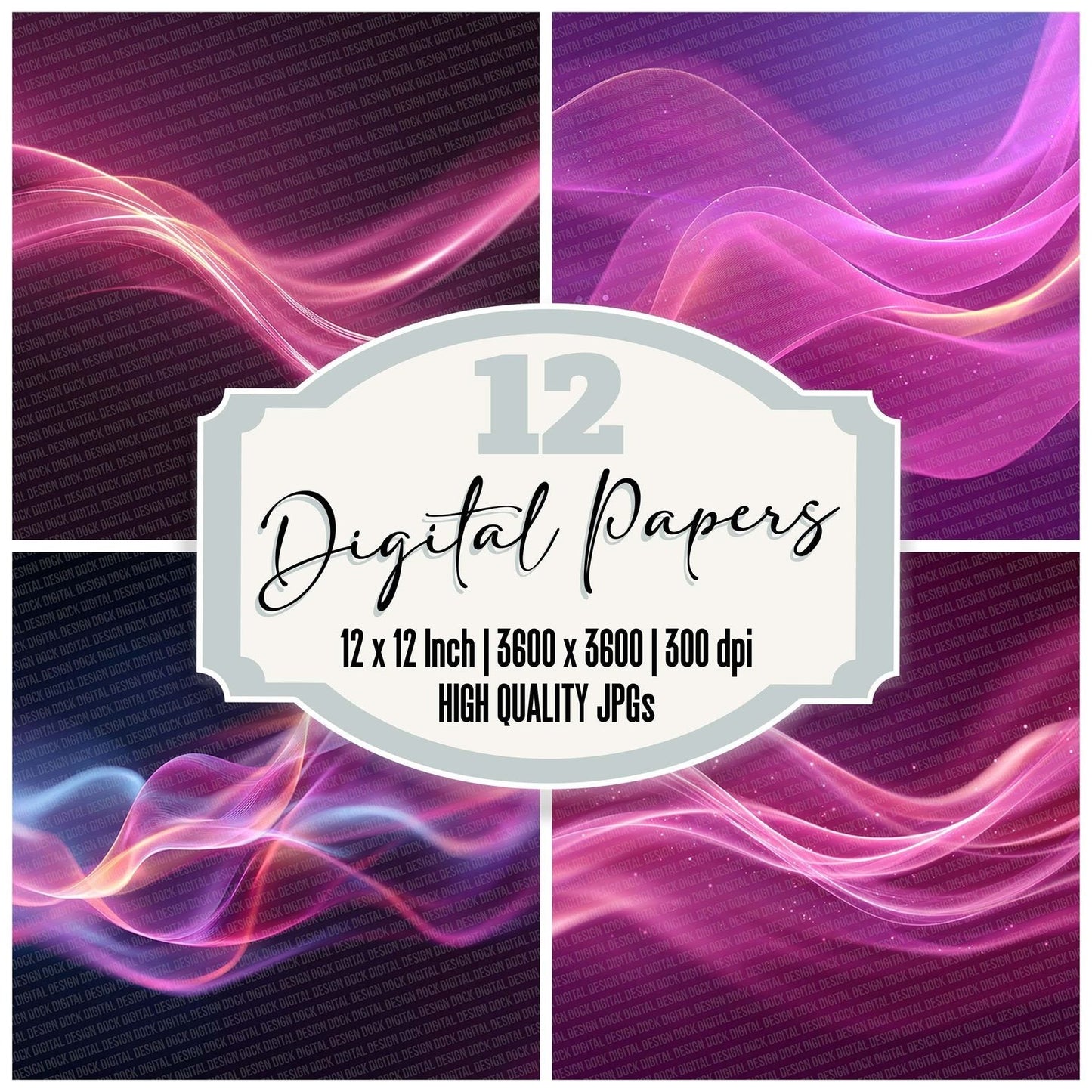 Neon Magenta Flow Abstract Digital Paper Pack (DDD002711)
