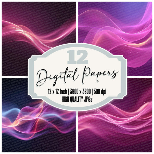 Neon Magenta Flow Abstract Digital Paper Pack (DDD002711)