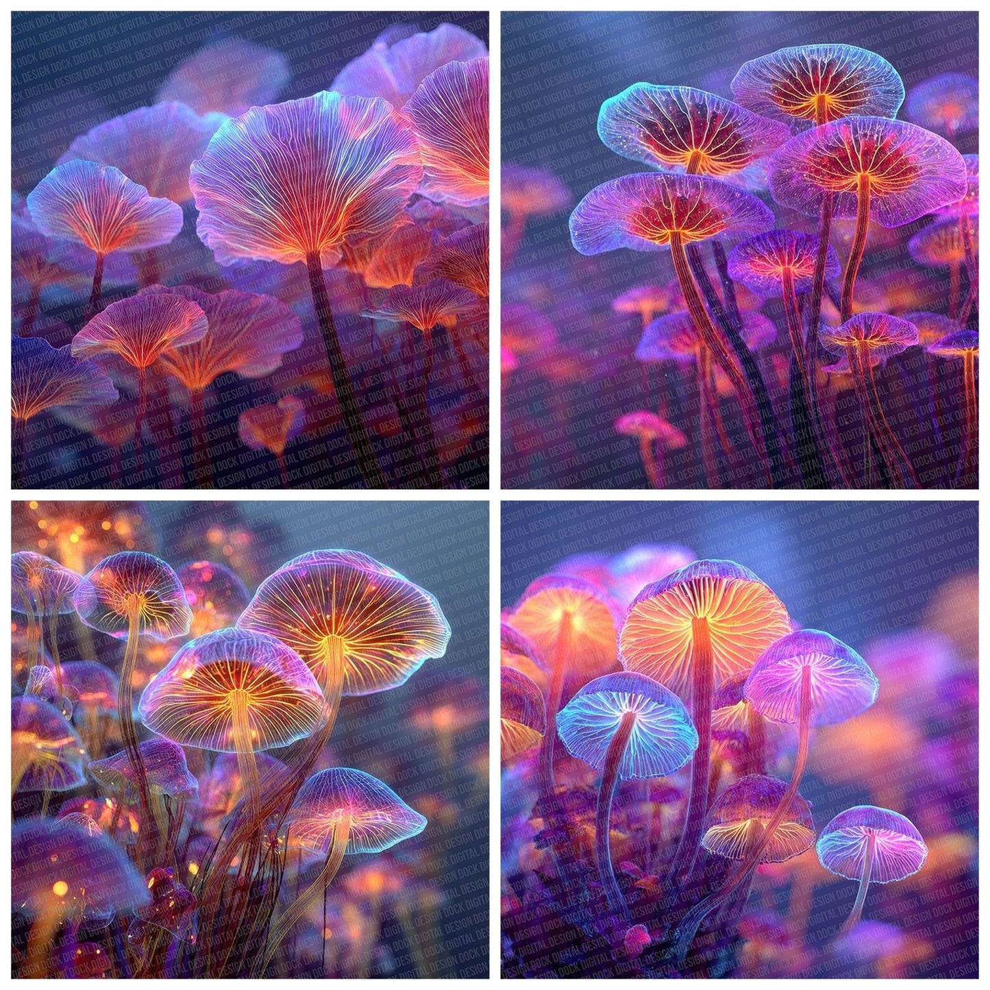 Neon Mushroom Grove Digital Paper Pack (DDD002714)