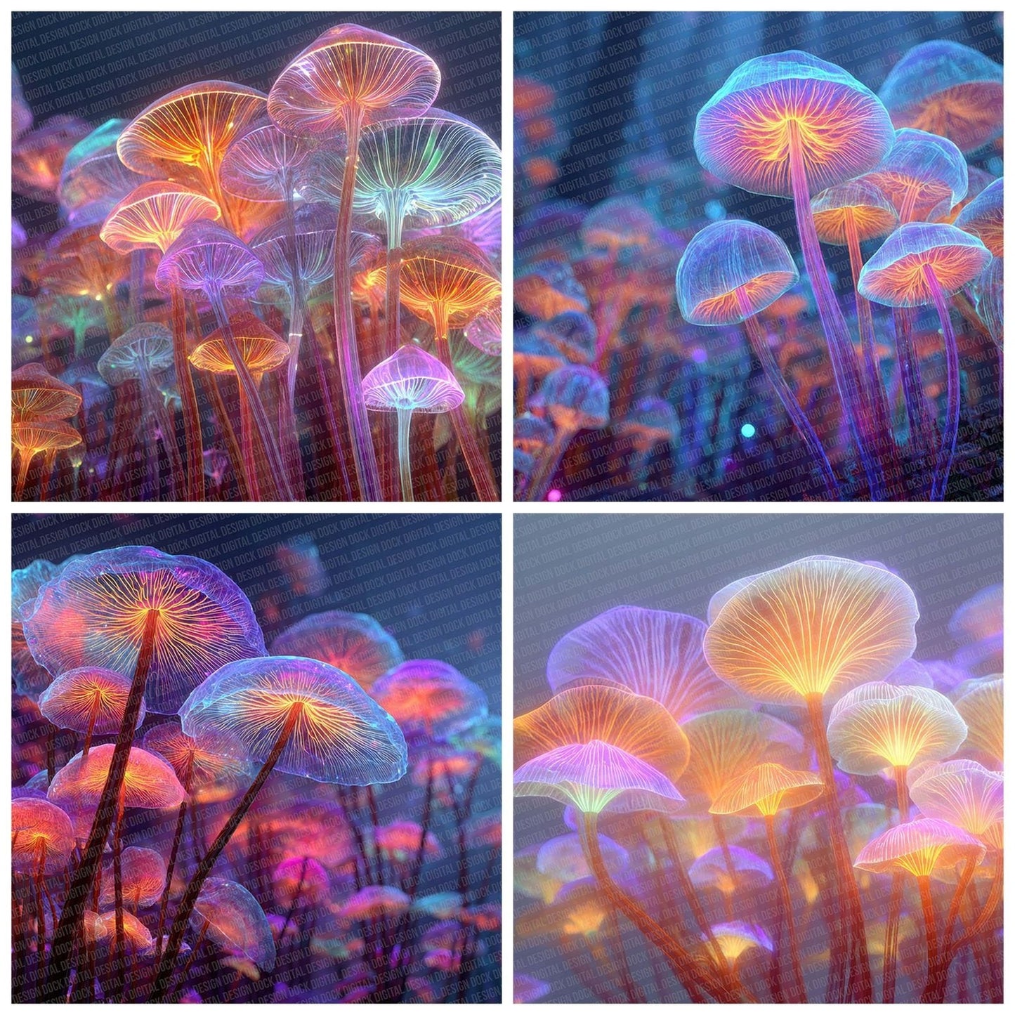 Neon Mushroom Grove Digital Paper Pack (DDD002714)