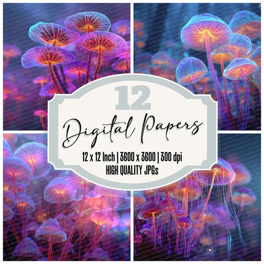 Neon Mushroom Grove Digital Paper Pack (DDD002714)