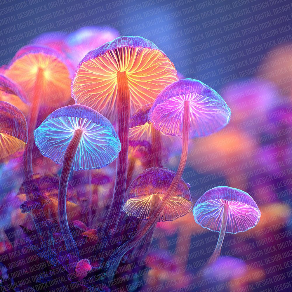 Neon Mushroom Grove Digital Paper Pack (DDD002714)
