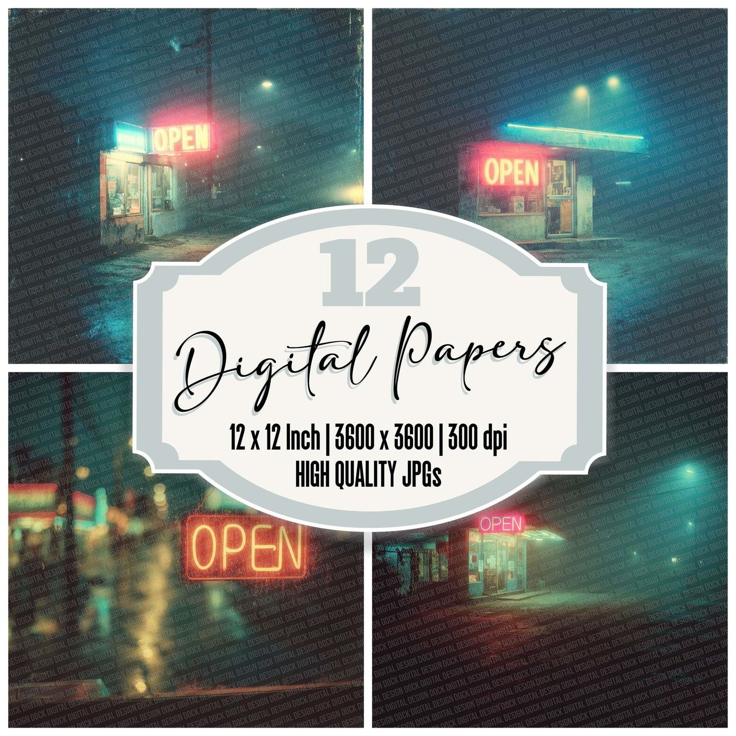 Neon Open Glow Digital Paper Pack (DDD002716)