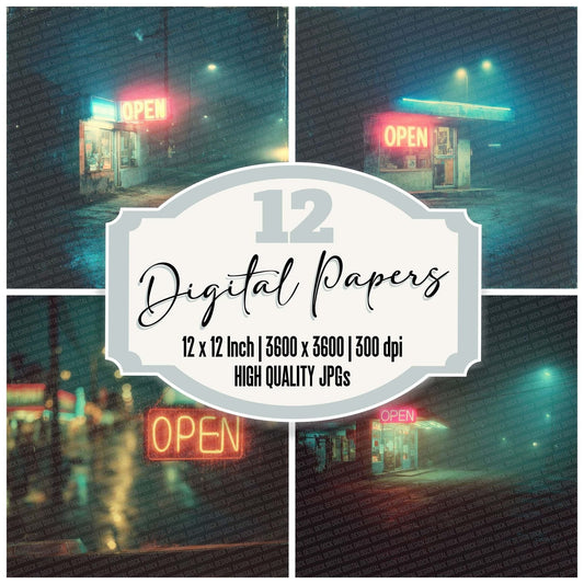 Neon Open Glow Digital Paper Pack (DDD002716)