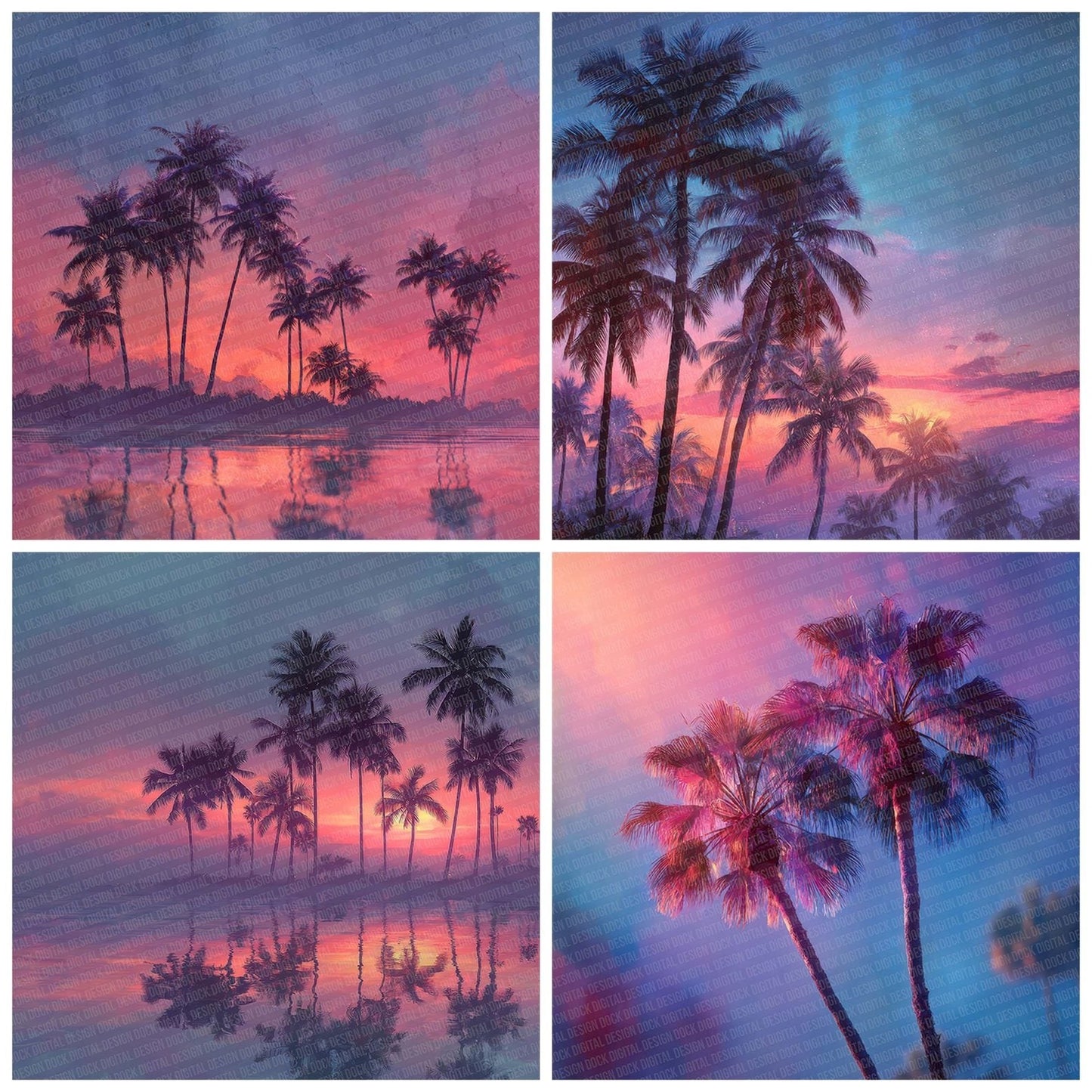 Neon Palm Horizon Digital Paper Pack (DDD002718)