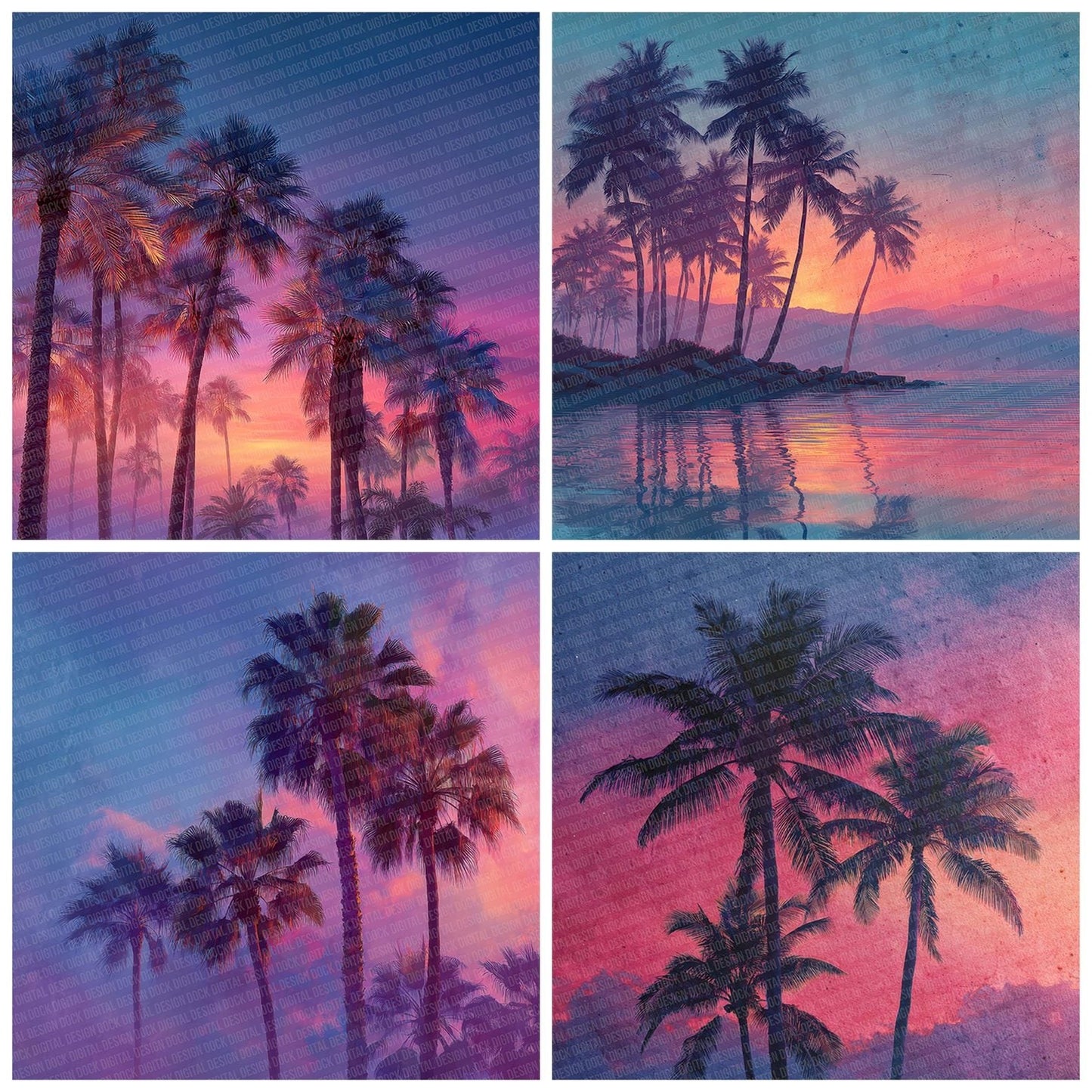 Neon Palm Horizon Digital Paper Pack (DDD002718)