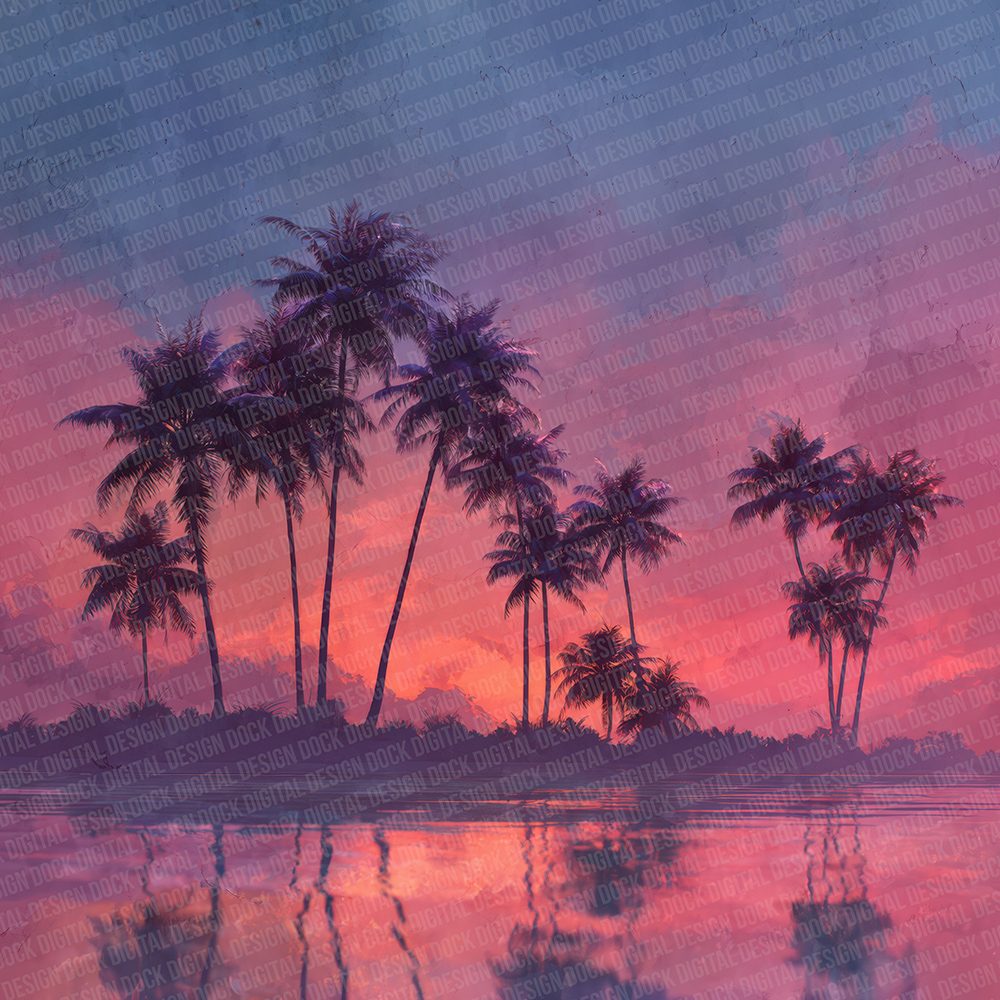 Neon Palm Horizon Digital Paper Pack (DDD002718)