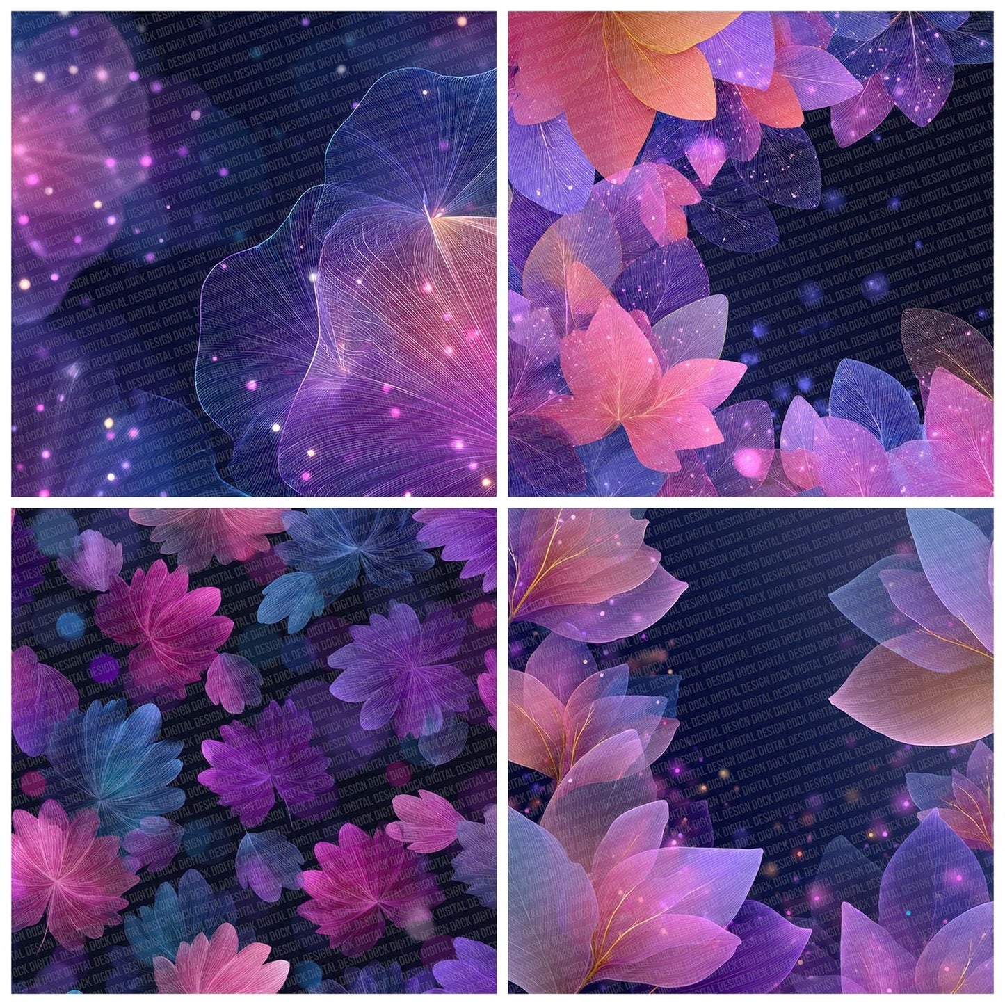 Neon Petal Corner Digital Paper Pack (DDD002719)