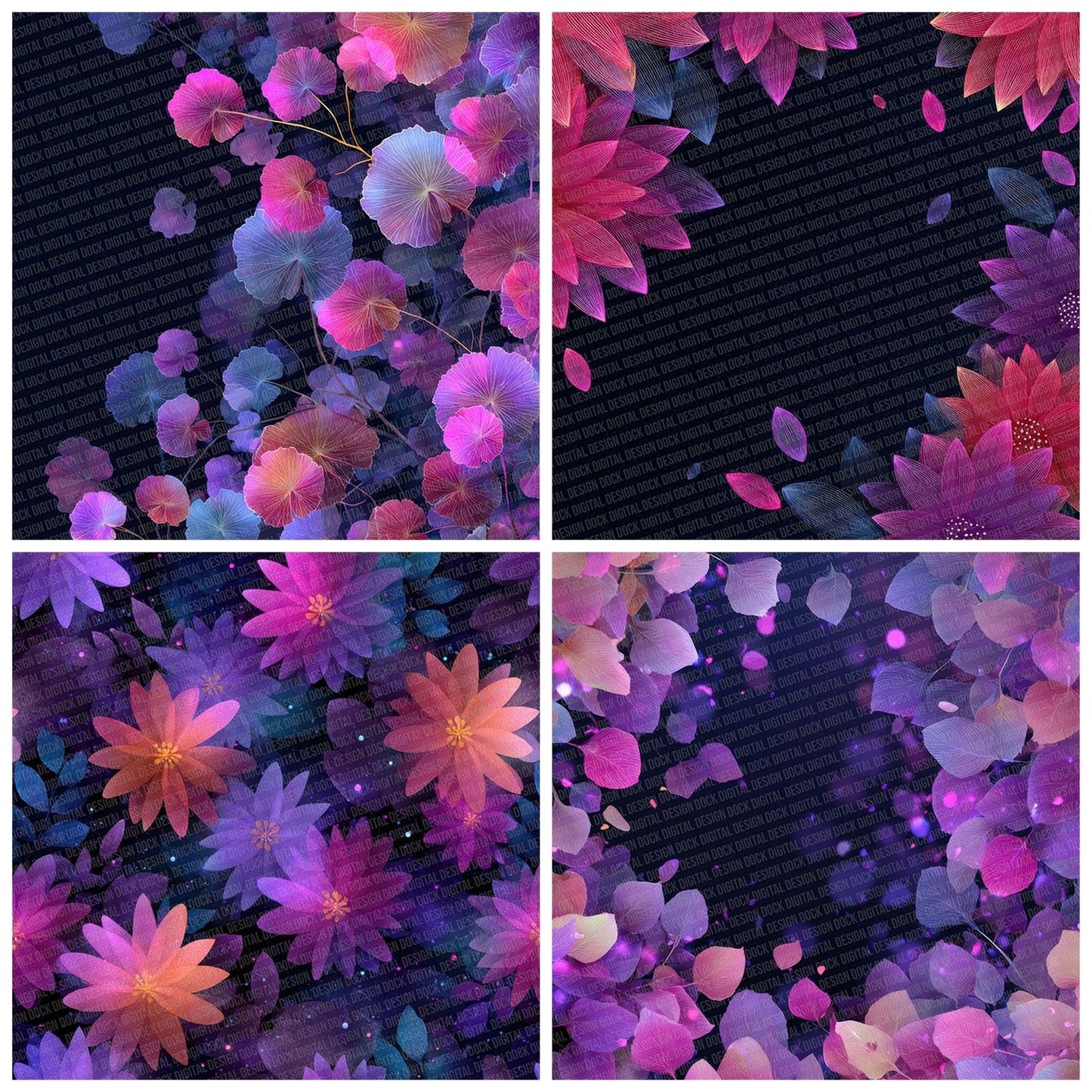 Neon Petal Corner Digital Paper Pack (DDD002719)
