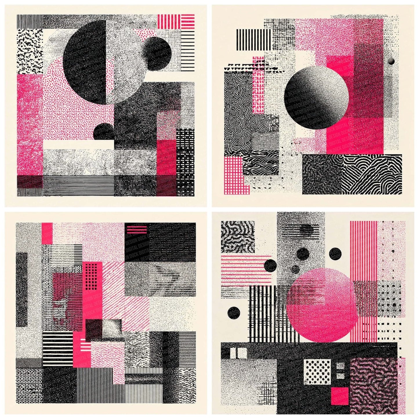 Neon Pink Geometry Digital Paper Pack (DDD002722)