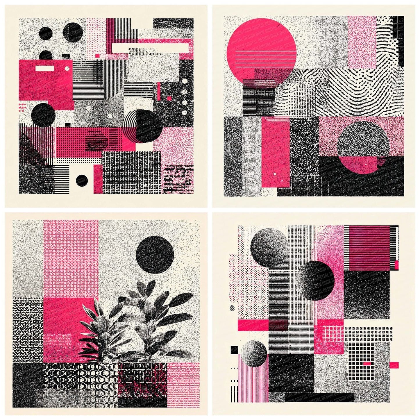Neon Pink Geometry Digital Paper Pack (DDD002722)