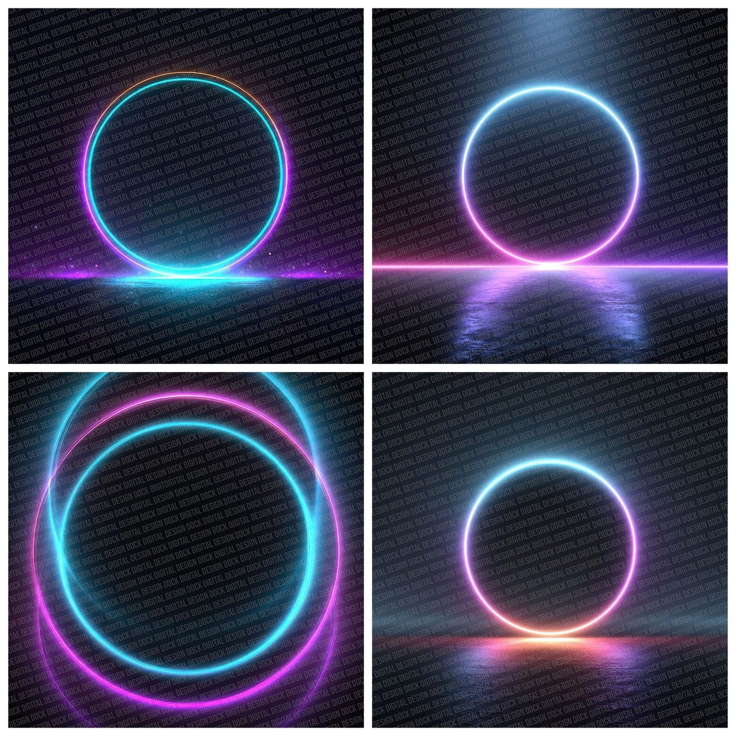 Neon Portal Rings Digital Paper Pack (DDD002725)