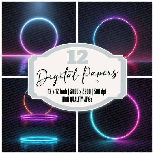 Neon Portal Rings Digital Paper Pack (DDD002725)