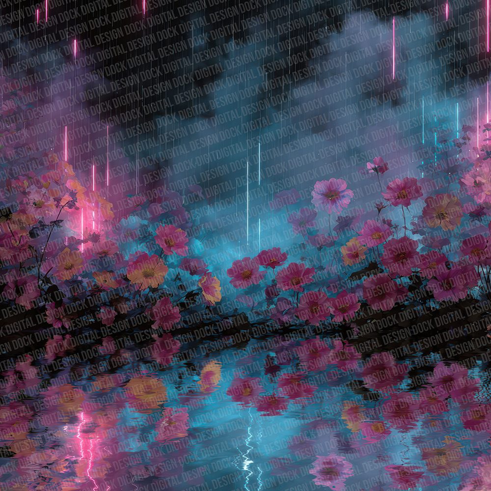 Neon Rain Bloom Digital Paper Pack (DDD002726)