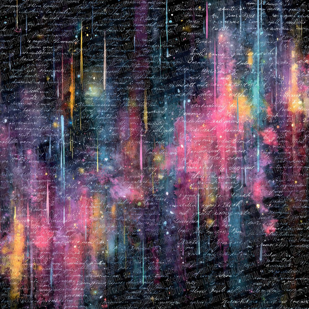 Neon Rain Script Digital Paper Pack (DDD002727)