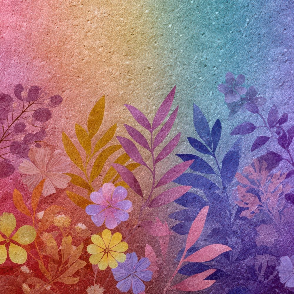 Neon Rainbow Floral Wash Background Digital Paper Pack (DDD007759)