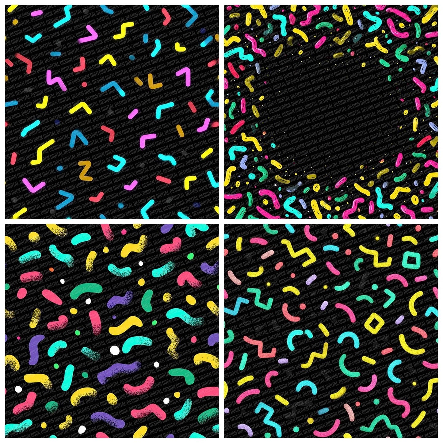 Neon Retro Squiggle Digital Paper Pack (DDD002729)