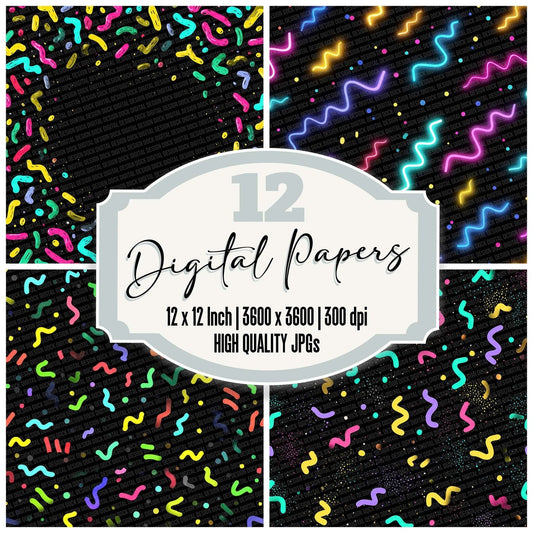 Neon Retro Squiggle Digital Paper Pack (DDD002729)