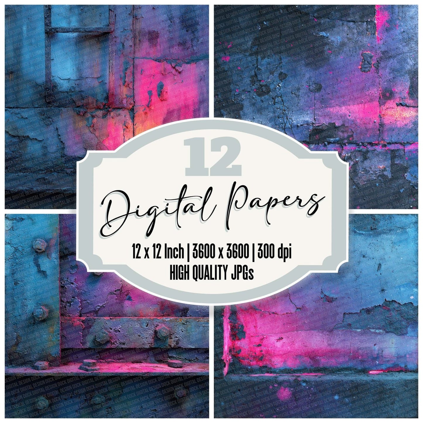 Neon Rust Pulse Digital Paper Pack (DDD002730)