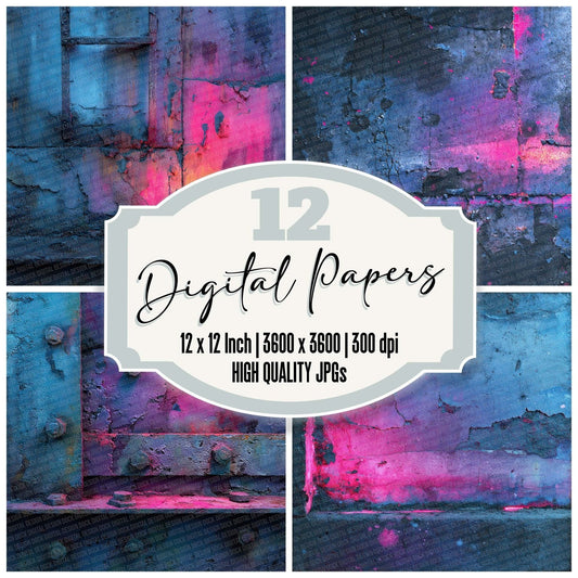 Neon Rust Pulse Digital Paper Pack (DDD002730)