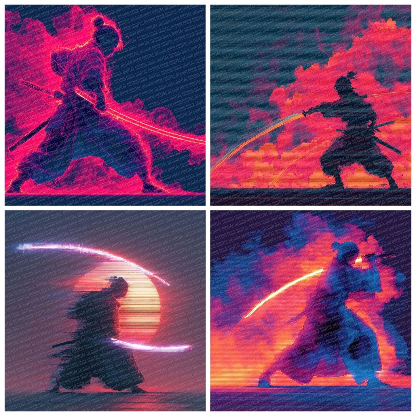 Neon Samurai Glow Digital Paper Pack (DDD002731)