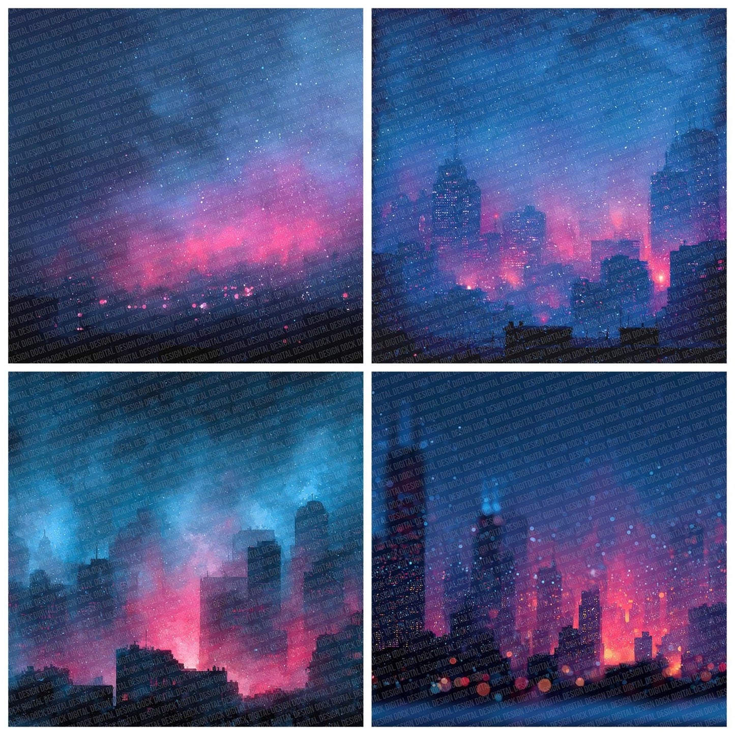 Neon Snow City Digital Paper Pack (DDD002733)