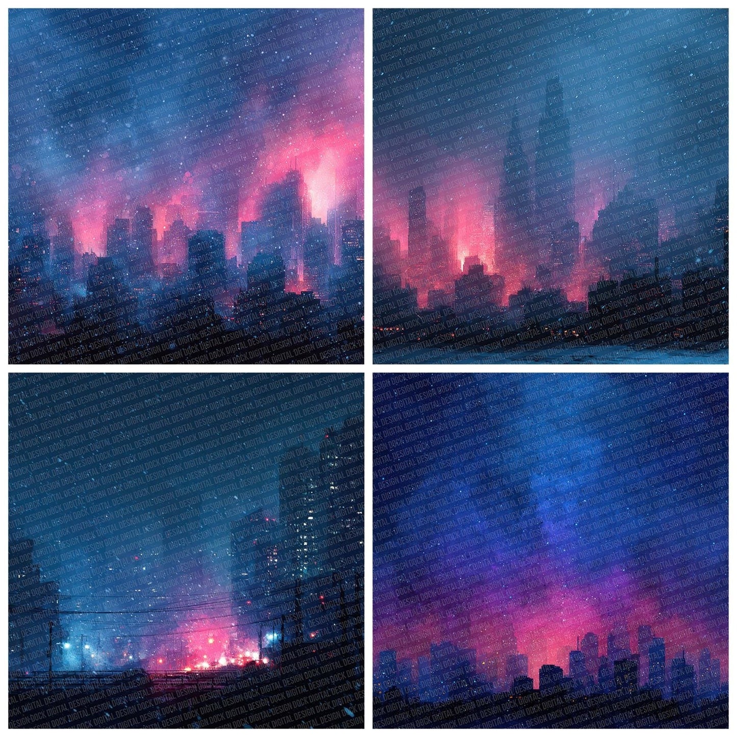 Neon Snow City Digital Paper Pack (DDD002733)