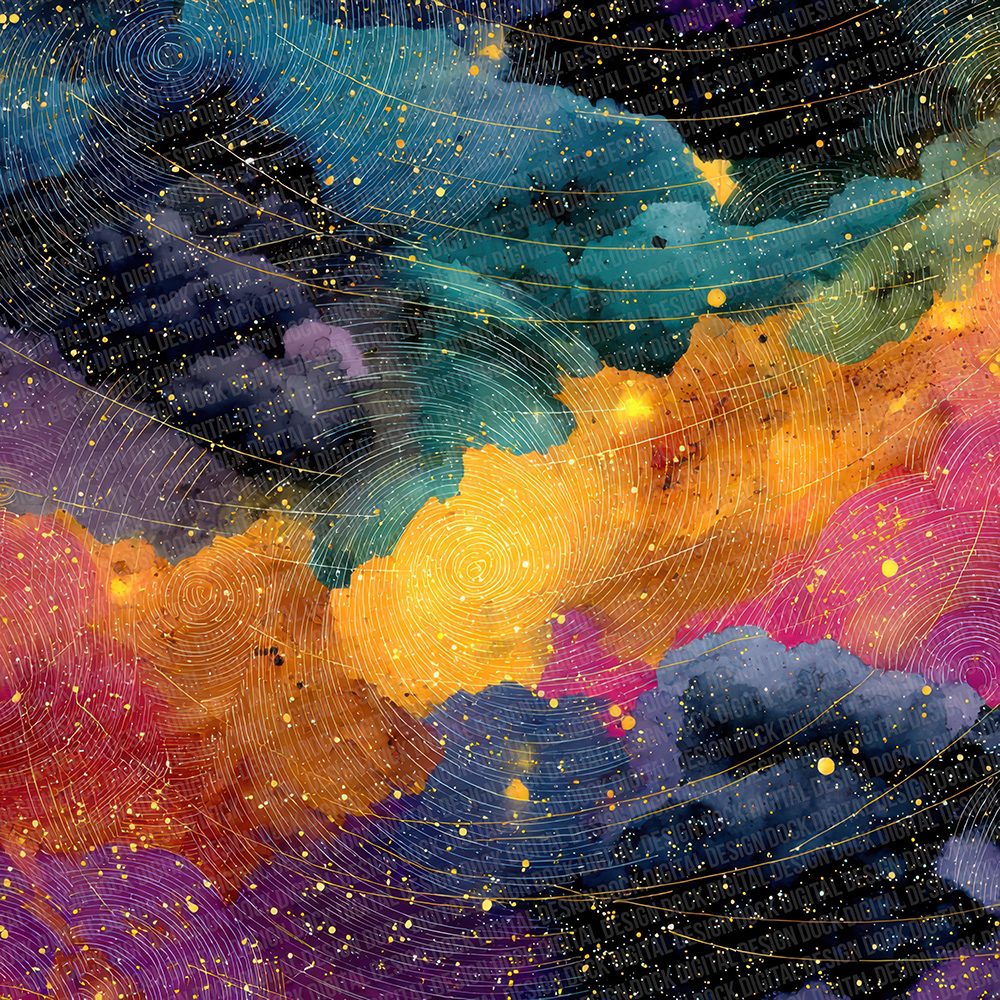 Neon Spiral Clouds Digital Paper Pack (DDD002734)
