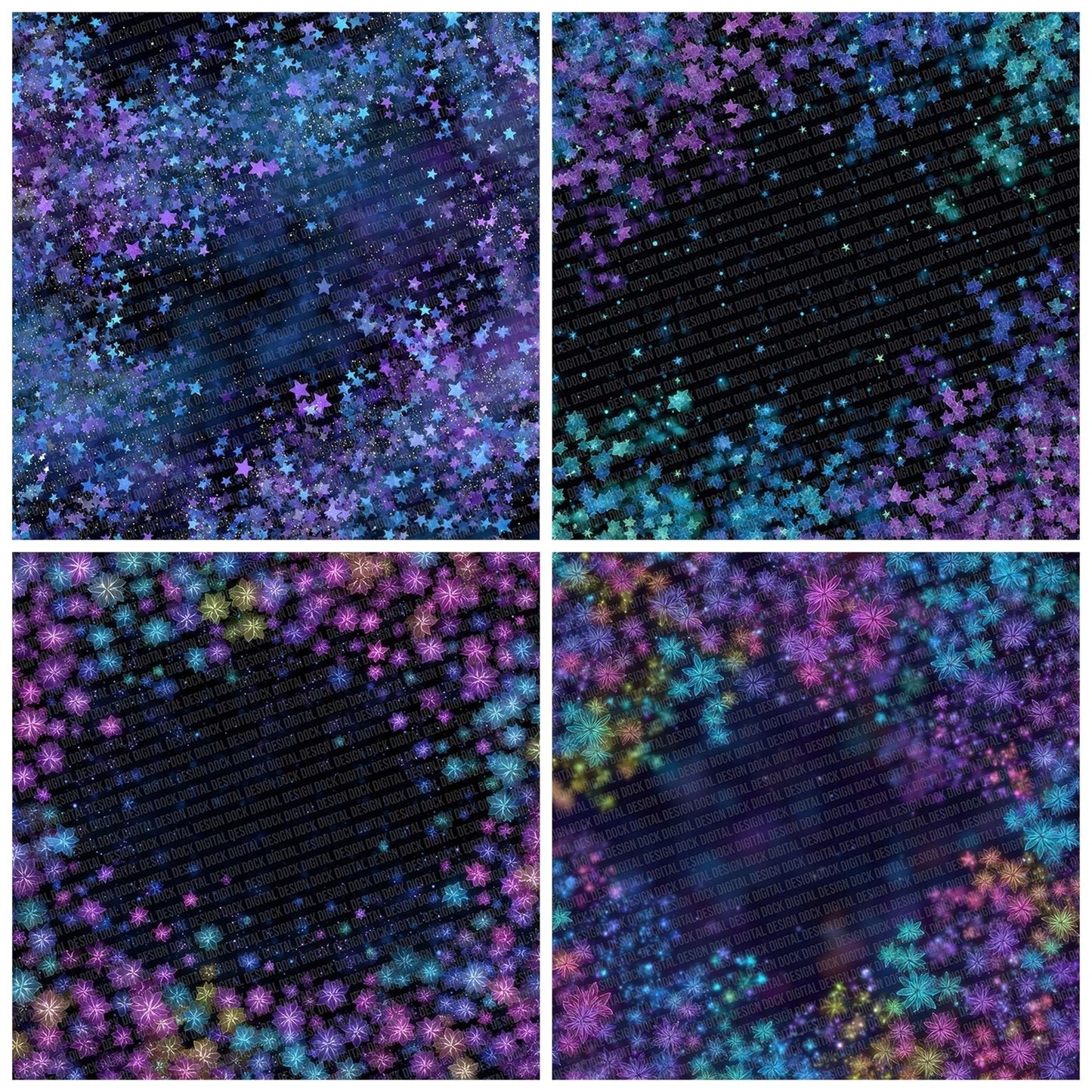Neon Star Scatter Digital Paper Pack (DDD002735)