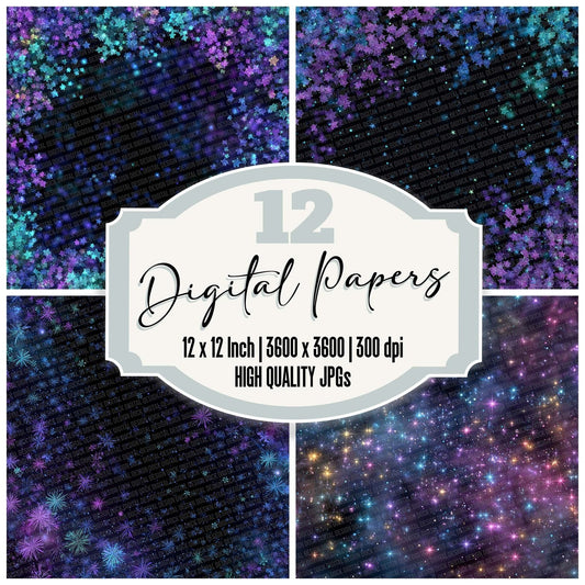 Neon Star Scatter Digital Paper Pack (DDD002735)