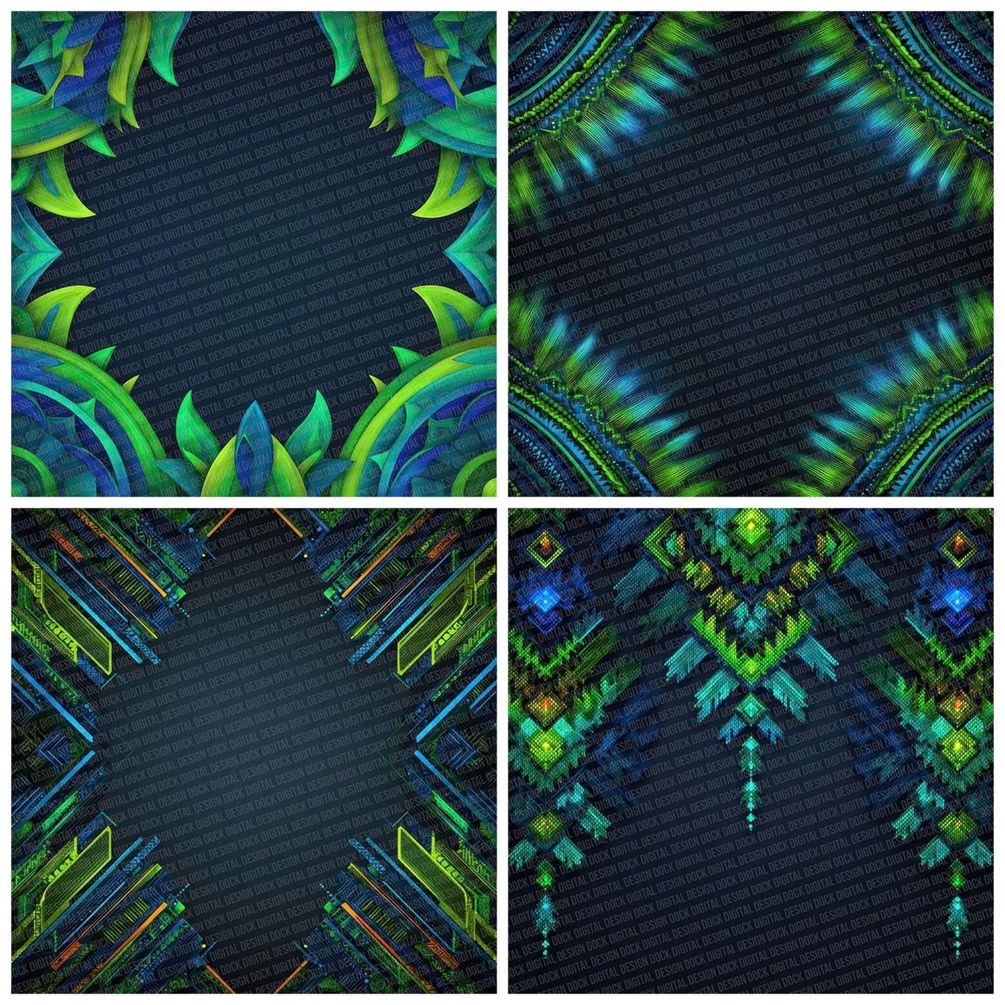 Neon Tribal Arc Digital Paper Pack (DDD002737)