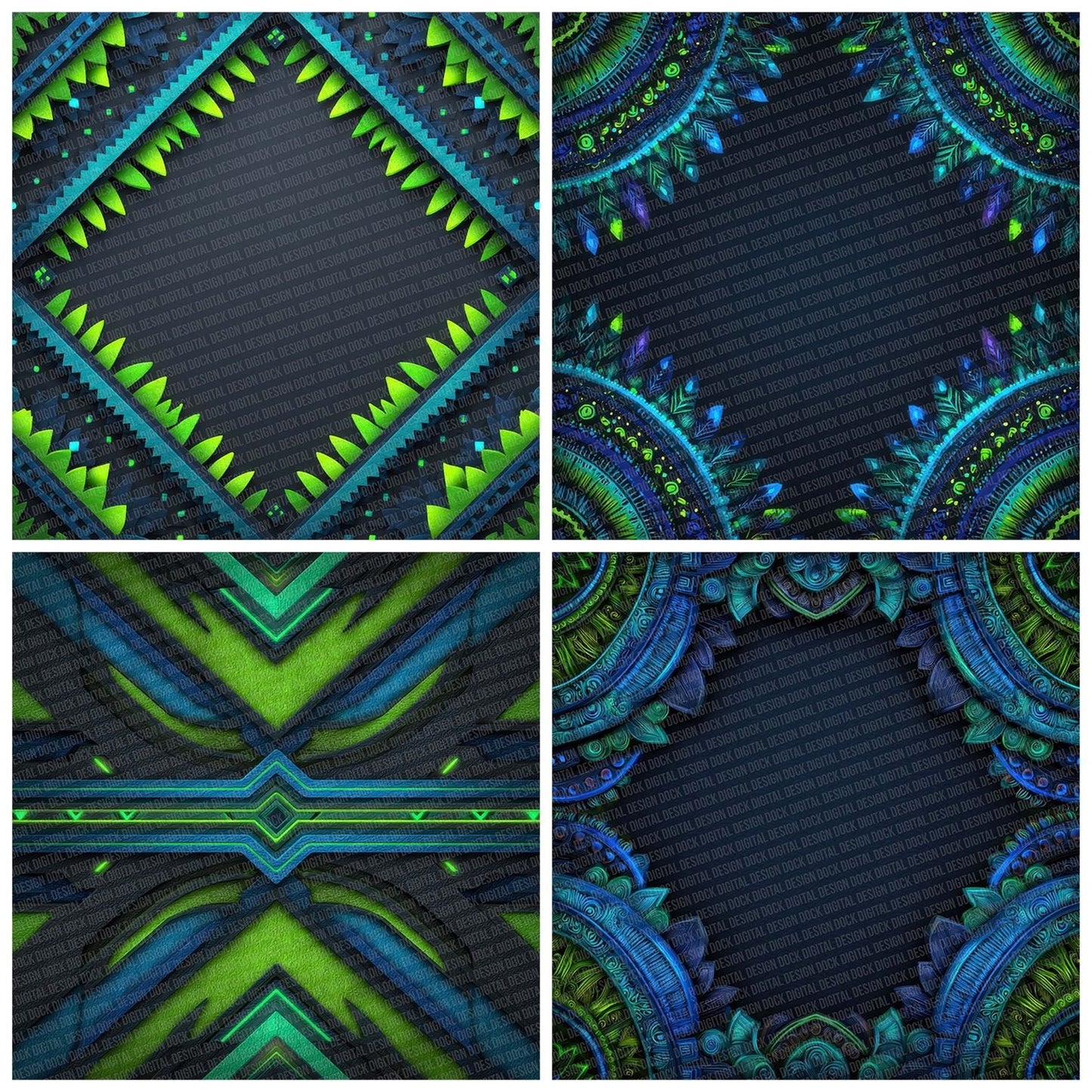 Neon Tribal Arc Digital Paper Pack (DDD002737)