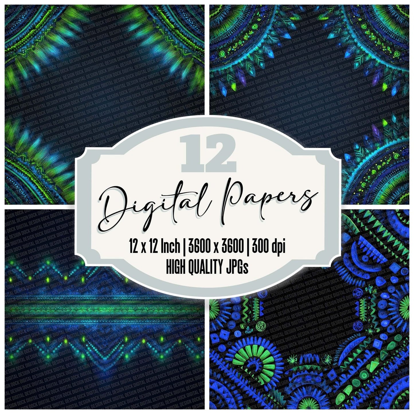 Neon Tribal Arc Digital Paper Pack (DDD002737)