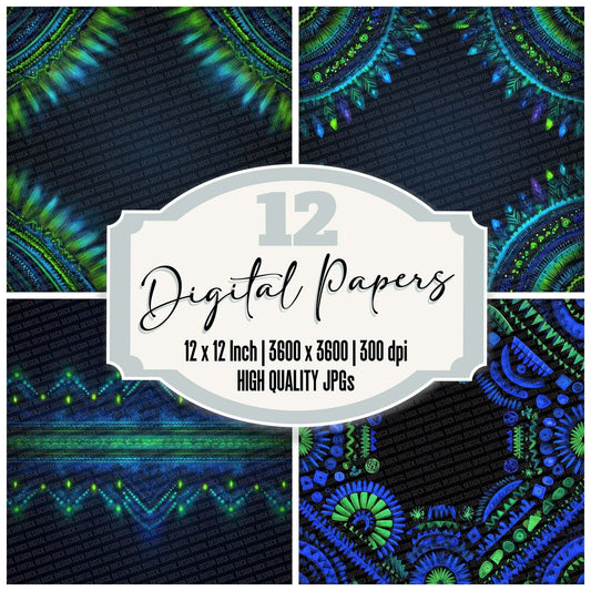 Neon Tribal Arc Digital Paper Pack (DDD002737)