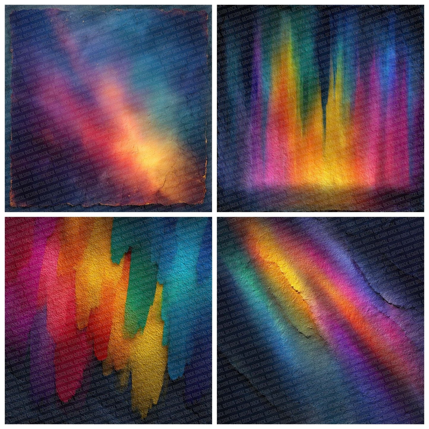 Neon Watercolour Wash Rainbow Digital Paper Pack (DDD002738)
