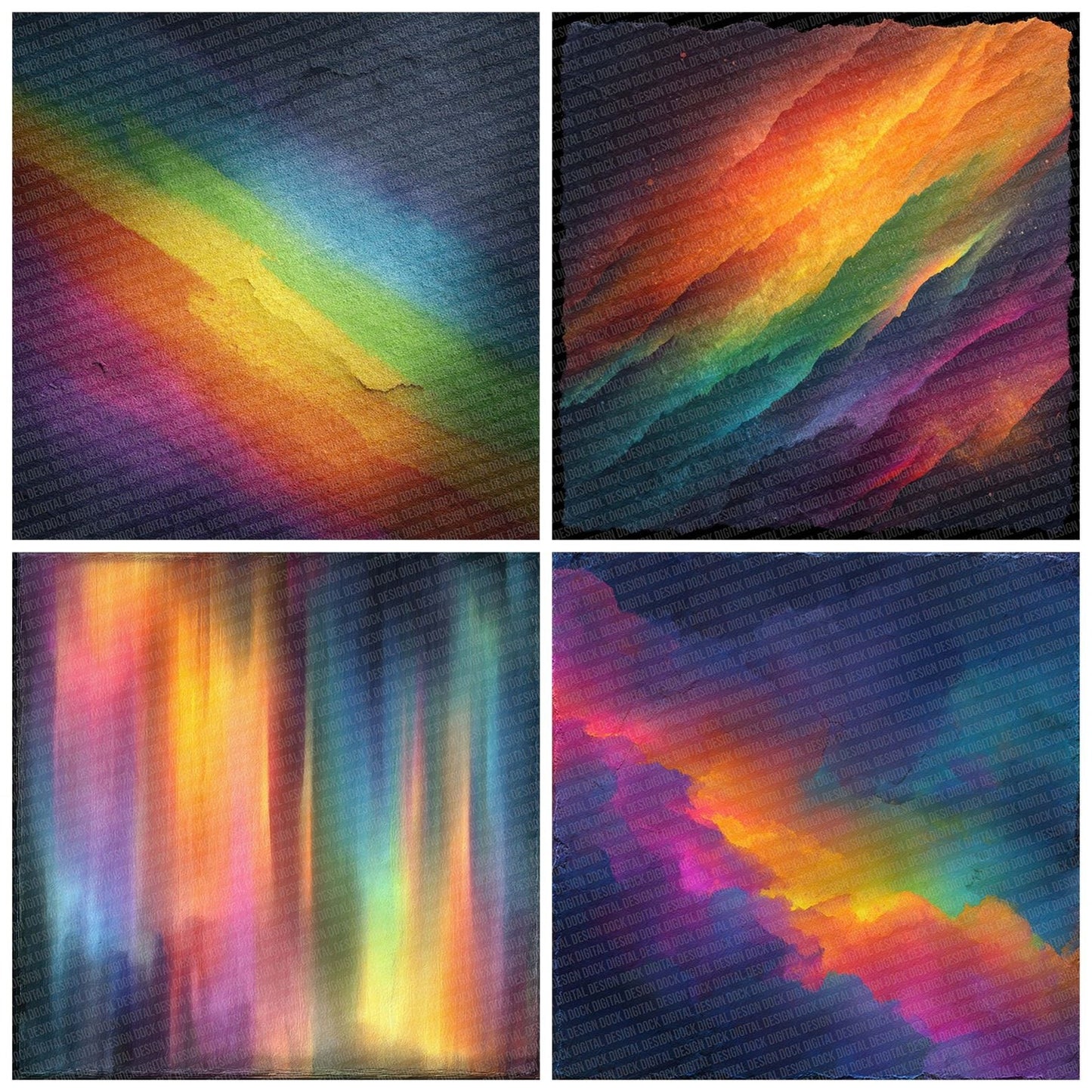 Neon Watercolour Wash Rainbow Digital Paper Pack (DDD002738)