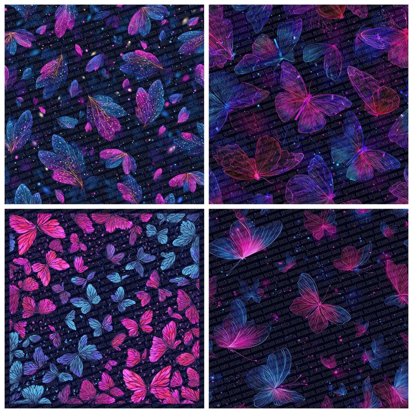 Neon Wing Scatter Digital Paper Pack (DDD002741)