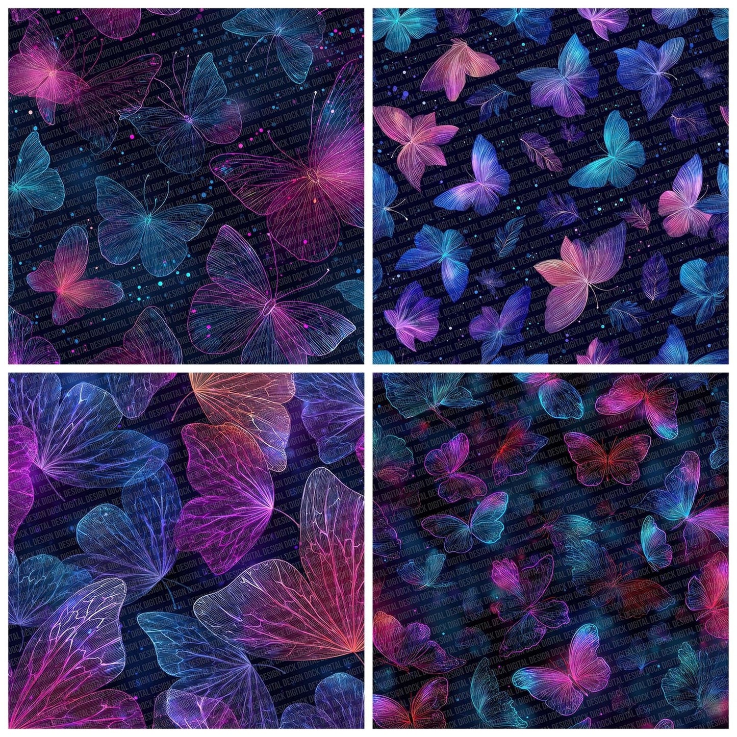 Neon Wing Scatter Digital Paper Pack (DDD002741)