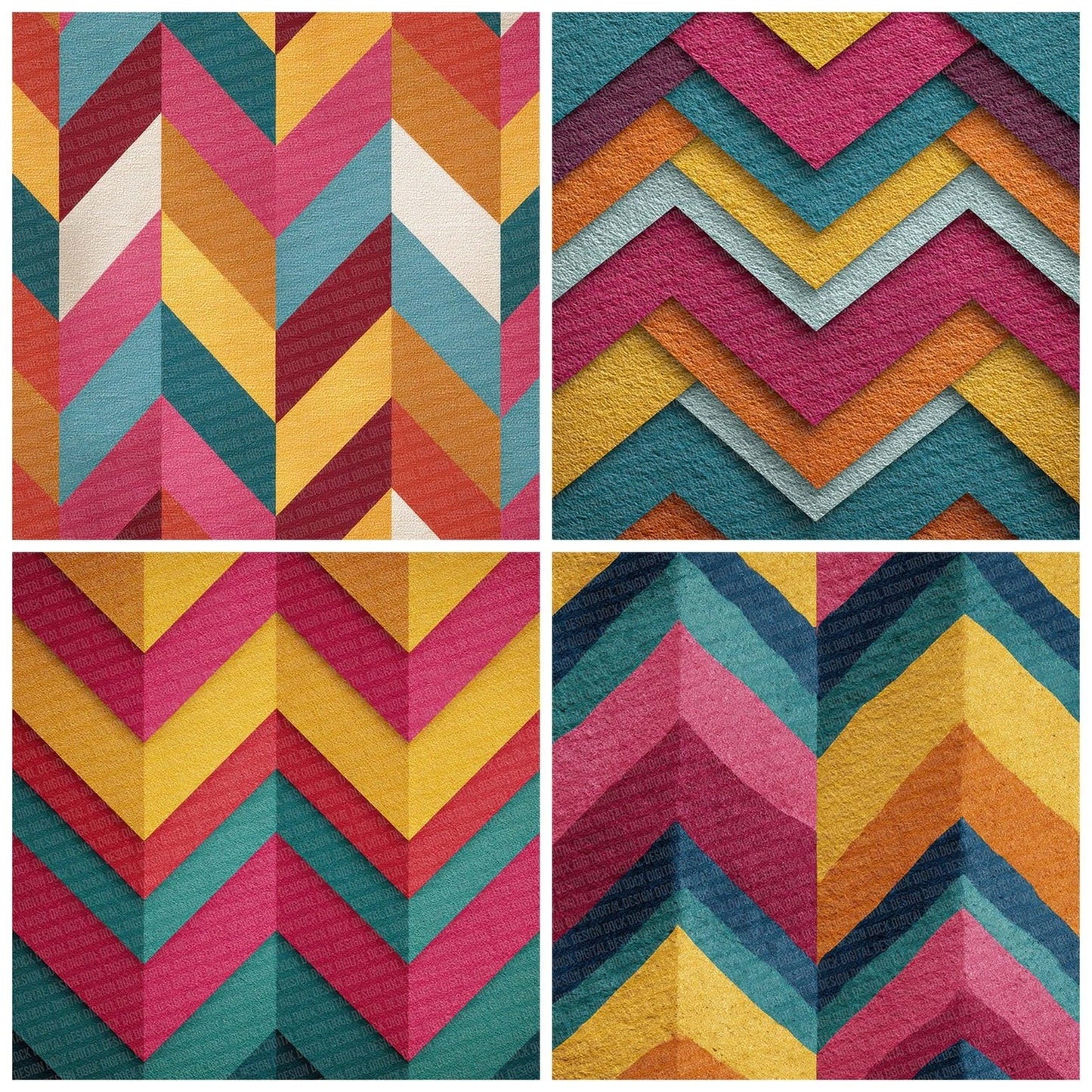Neon Zigzag Texture Digital Paper Pack (DDD002742)