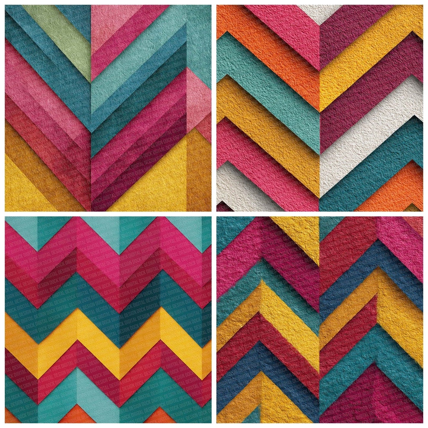 Neon Zigzag Texture Digital Paper Pack (DDD002742)