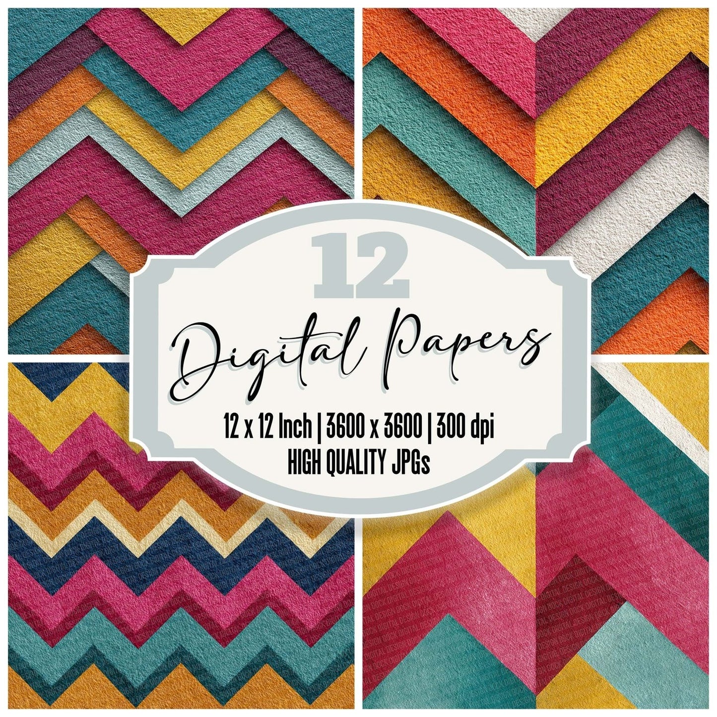 Neon Zigzag Texture Digital Paper Pack (DDD002742)