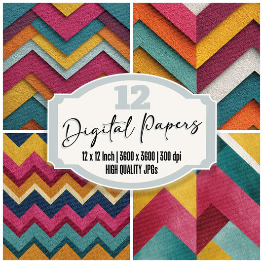 Neon Zigzag Texture Digital Paper Pack (DDD002742)