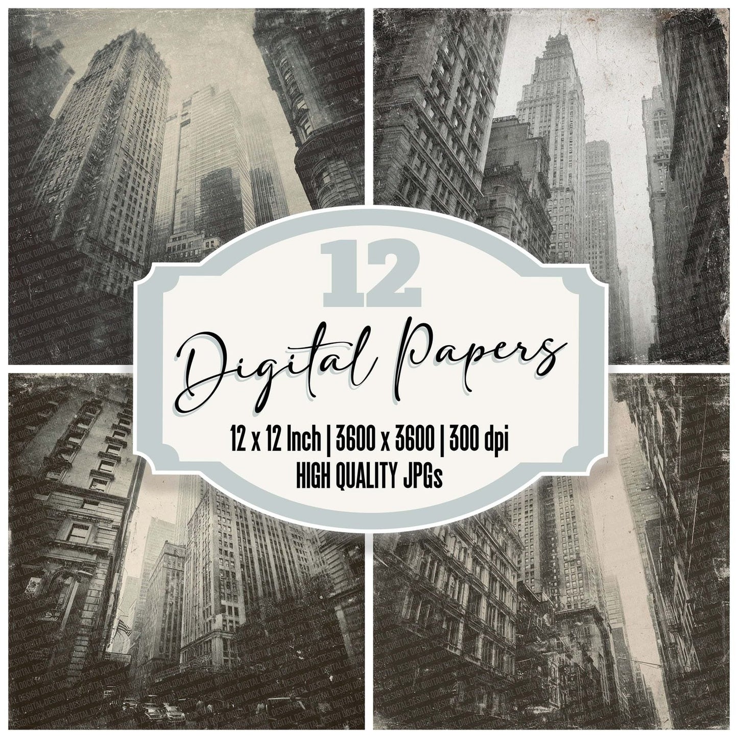 New York Skyscraper Damaged Photo Digital Paper Pack (DDD002749)