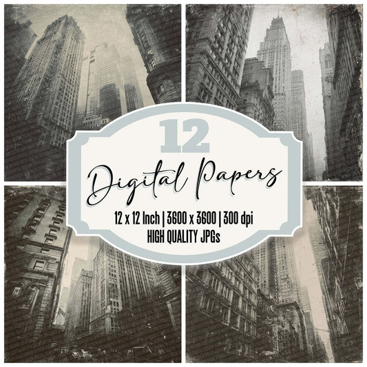 New York Skyscraper Damaged Photo Digital Paper Pack (DDD002749)