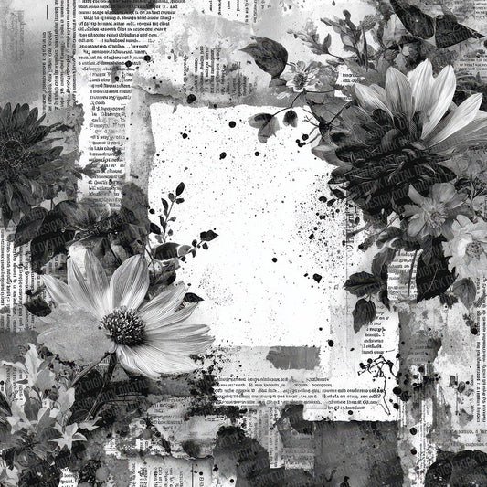 Newsprint Flower Chaos Digital Paper Pack (DDD002752)
