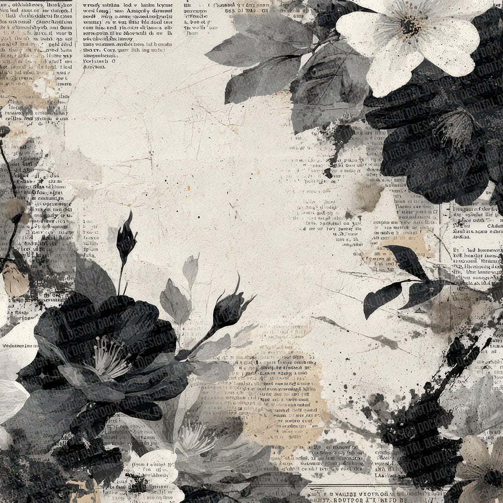Newsprint Flower Chaos Digital Paper Pack (DDD002752)