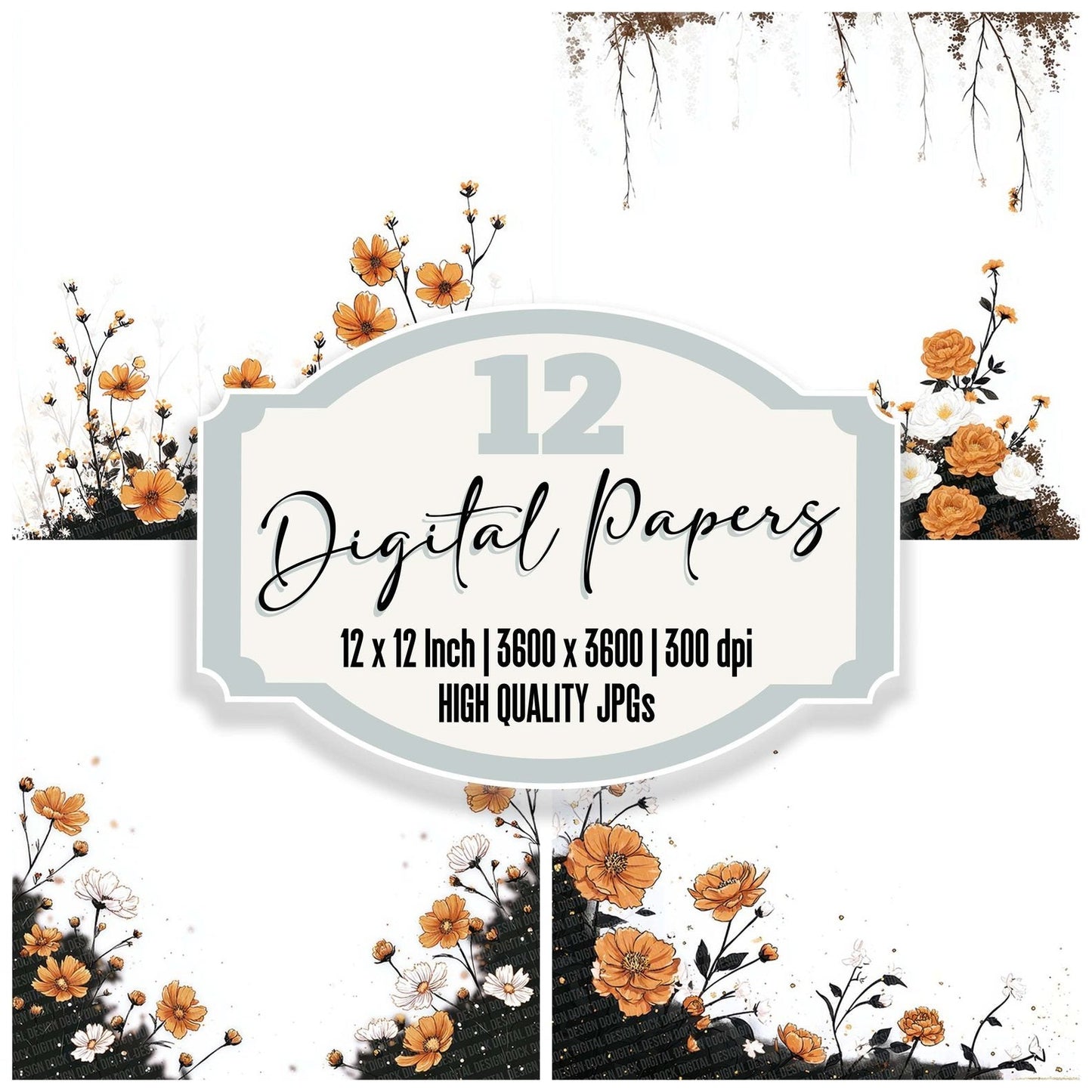 Noir Bloom Digital Paper Pack (DDD002758)