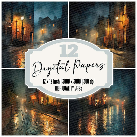 Noir Rain Street Digital Paper Pack (DDD002761)